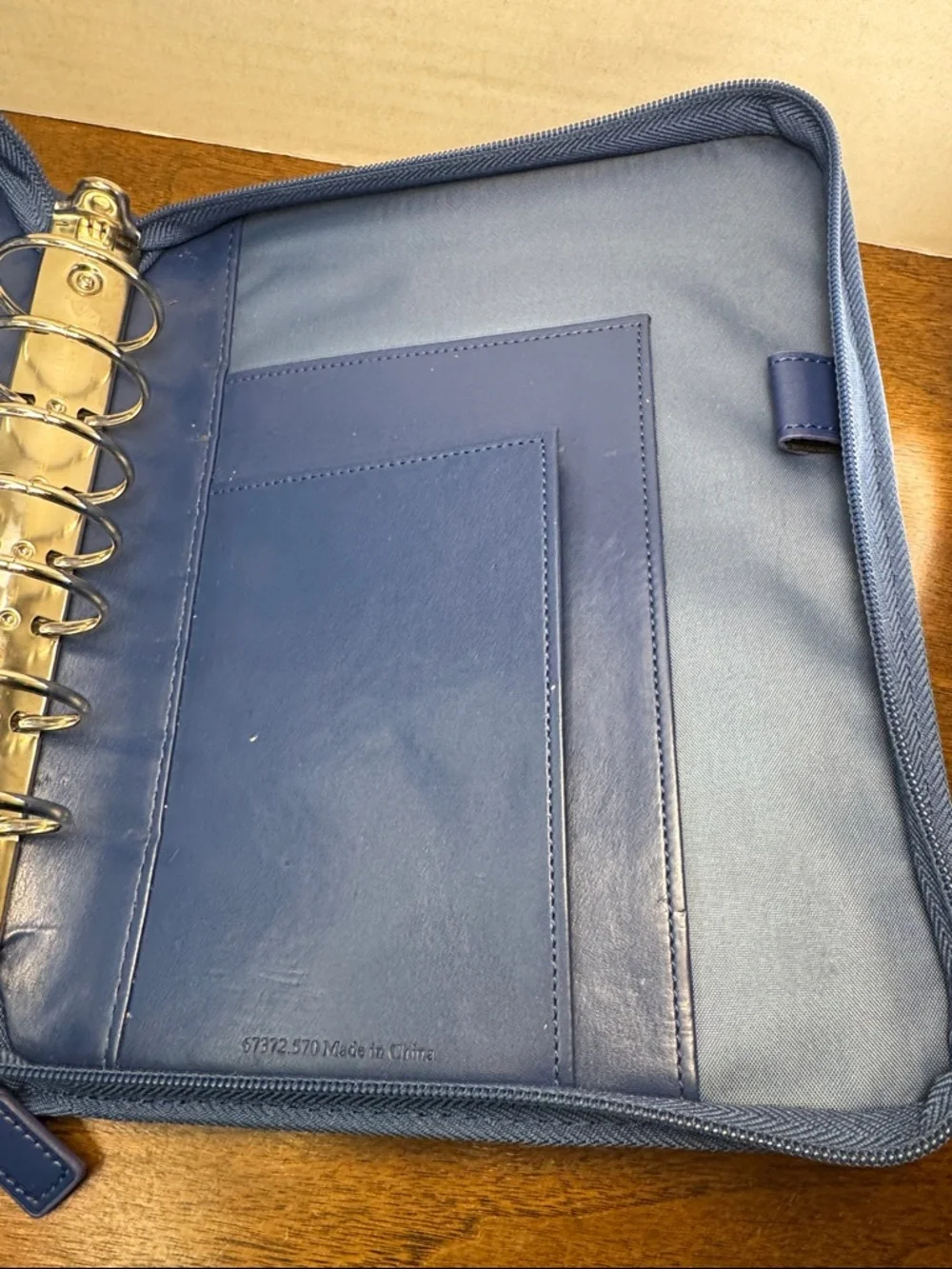 Franklin Covey Blue Faux Leather Zip Classic Planner Binder Case w/ 1.75